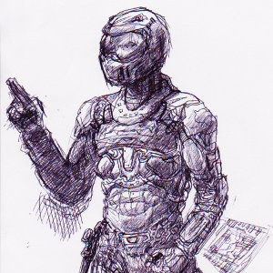 The Expanse inspired Military Space Suit sketch by Darren Kearney